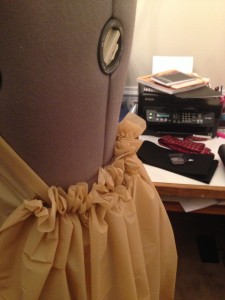 creating a gathers for the train of the dress